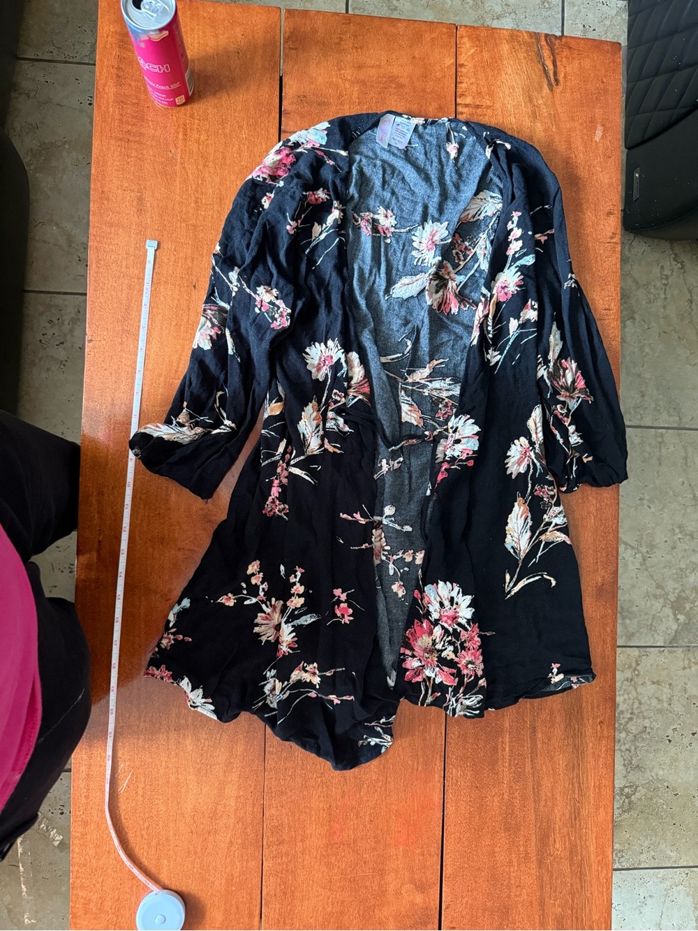 Beach Bunny Black Floral Drape Kimono cover up